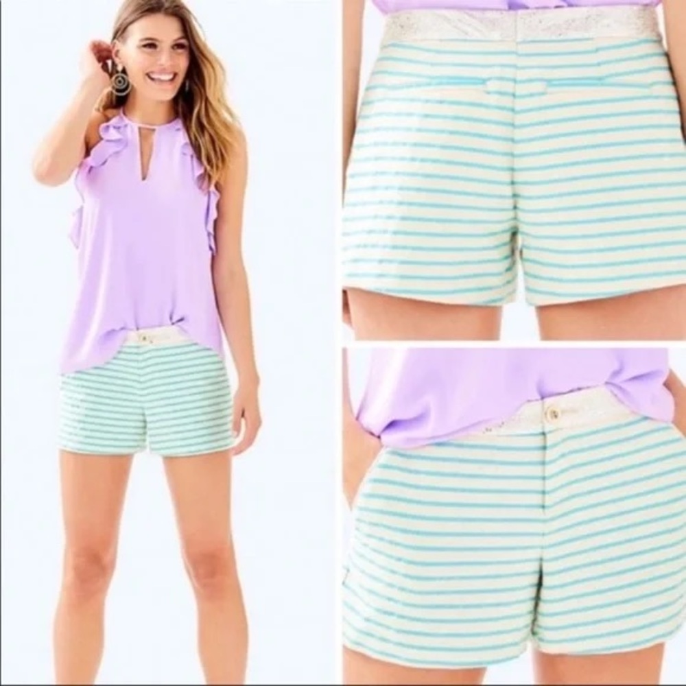 Lilly Pulitzer Mint and White Striped Shorts
